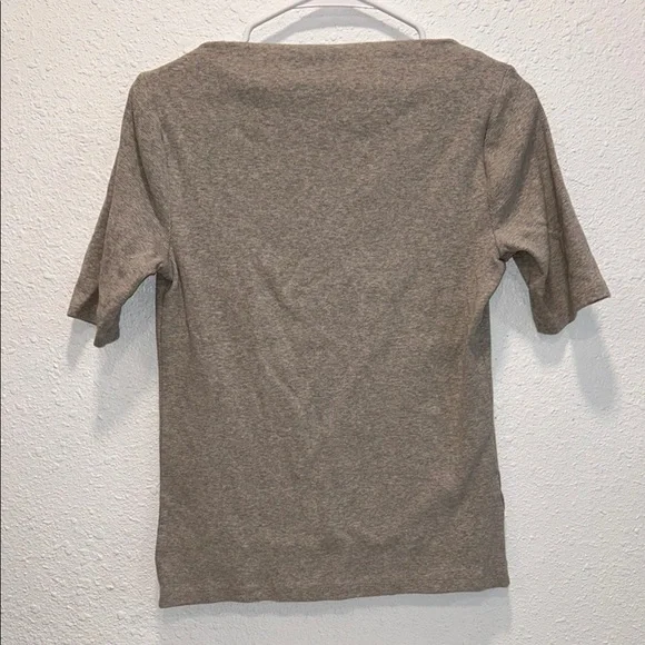 Ann Taylor Factory Tan Ribbed Short Sleeve Top for Women - Picture 5 of 8